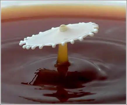 Капля молока в чашке кофе