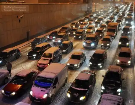 Первый снегопад в Москве