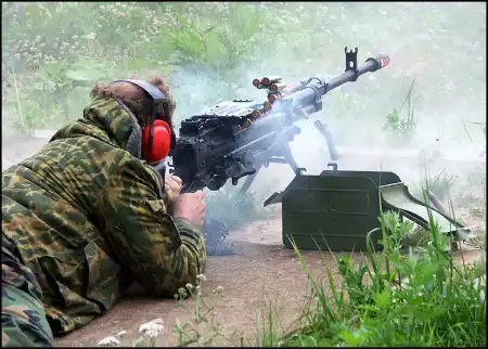 KORD 12,7 mm machine gun(Shooting a machine gun, standing)
