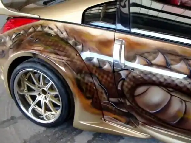CHROME & CARBON AIRBRUSH DESIGN, NISSAN 350Z. CHROME & CARBON AIRBRUSH DESIGN, NISSAN 350Z.