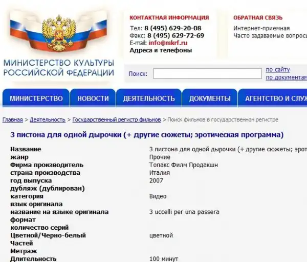 Министерство порнокультуры РФ.