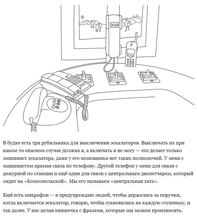 Как всё устроено: Дежурная у эскалатора Как всё устроено: Дежурная у эскалатора