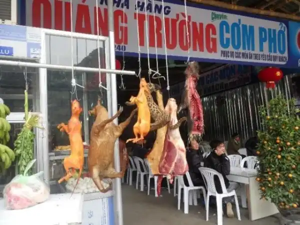 На вьетнамском мясном рынке ассортимент на любой вкус