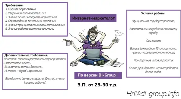 ВАКАНСИЯ ОТ DI-Group - "Интернет-маркетолог" ВАКАНСИЯ ОТ DI-Group - "Интернет-маркетолог"