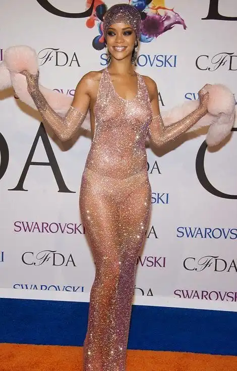 Рианна в прозрачном платье на премии CFDA 2014