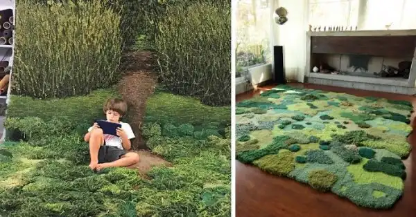 Обычные ковры уже не в моде: художник создает для пола настоящие лесные поляны