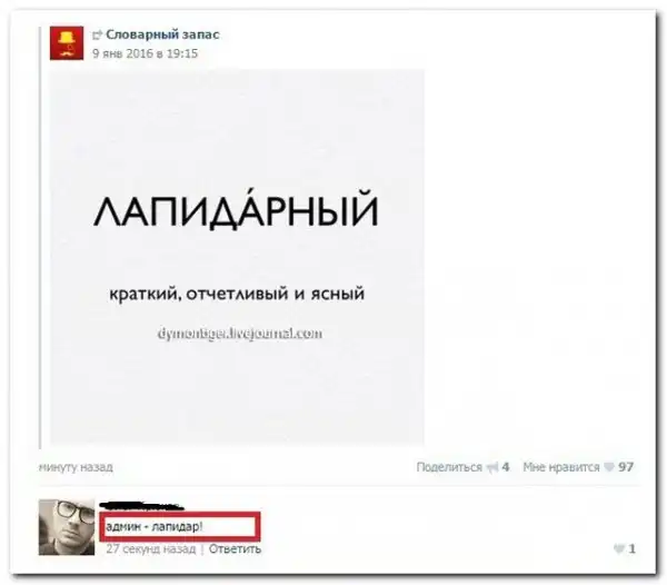 комментарии из социальных сетей.
