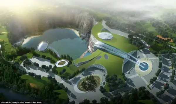 В Китае строят пятизвездочный отель в заброшенной каменоломне