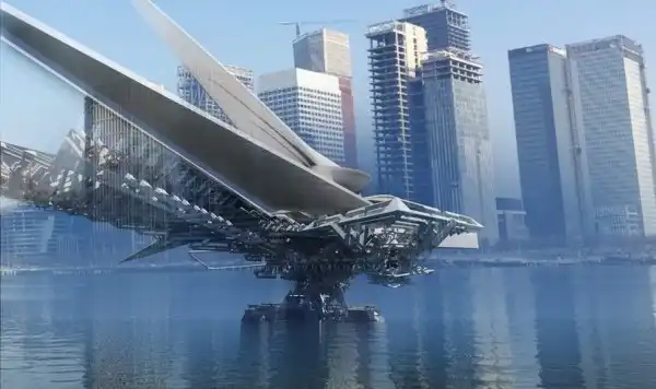 Концептуальный мост Красоевич выглядит, как ожившая колоссальная стрекоза-трансформер