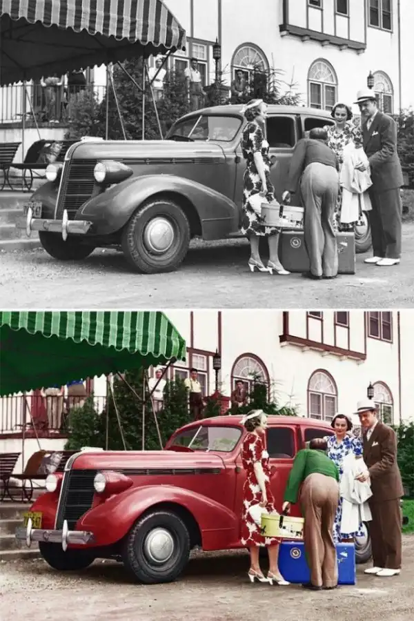 Старые ретро фотографии до и после того, как их раскрасили