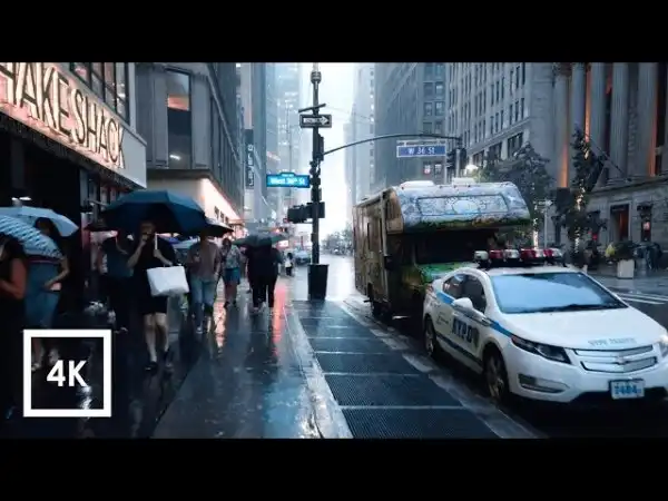 Walk through: Manhattan, NYC, Rain Atmosphere, Ambient.
