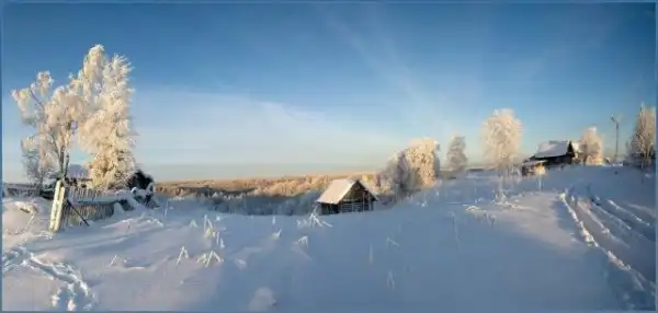 Снег и мороз в деревне