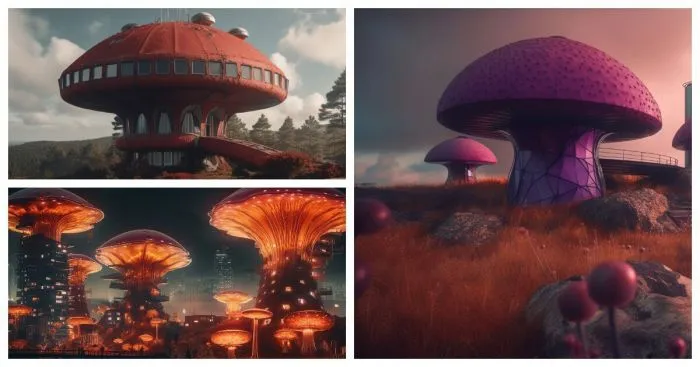 Нейросеть показала, как бы выглядели дома, если мы жили в грибном мире