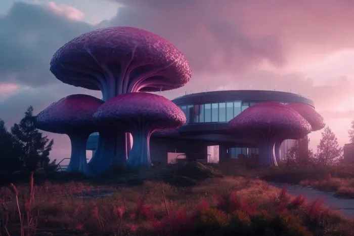 Нейросеть показала, как бы выглядели дома, если мы жили в грибном мире