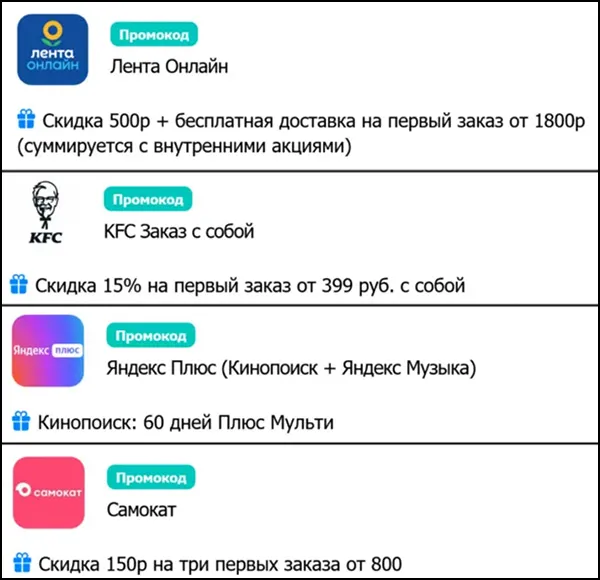 Промокоды и скидки популярных интернет-магазинов