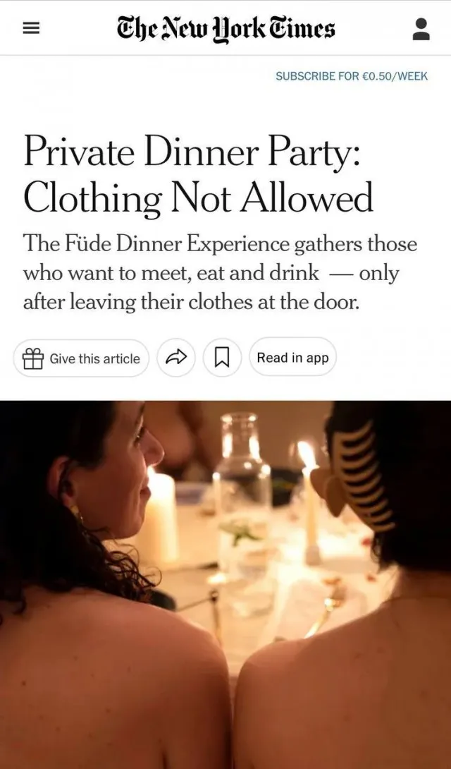 «Званый ужин: дресс–код — ню»: New York Times рассказывает про «следующую стадию веганства и феминизма»