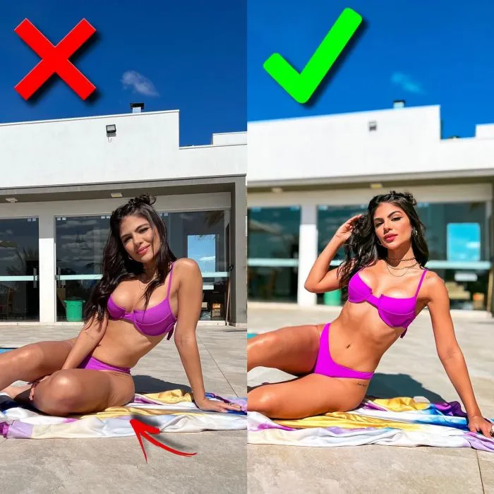 Девушка показала, как правильно фотографироваться в купальнике, чтобы избежать неудачных кадров Девушка показала, как правильно фотографироваться в купальнике, чтобы избежать неудачных кадров